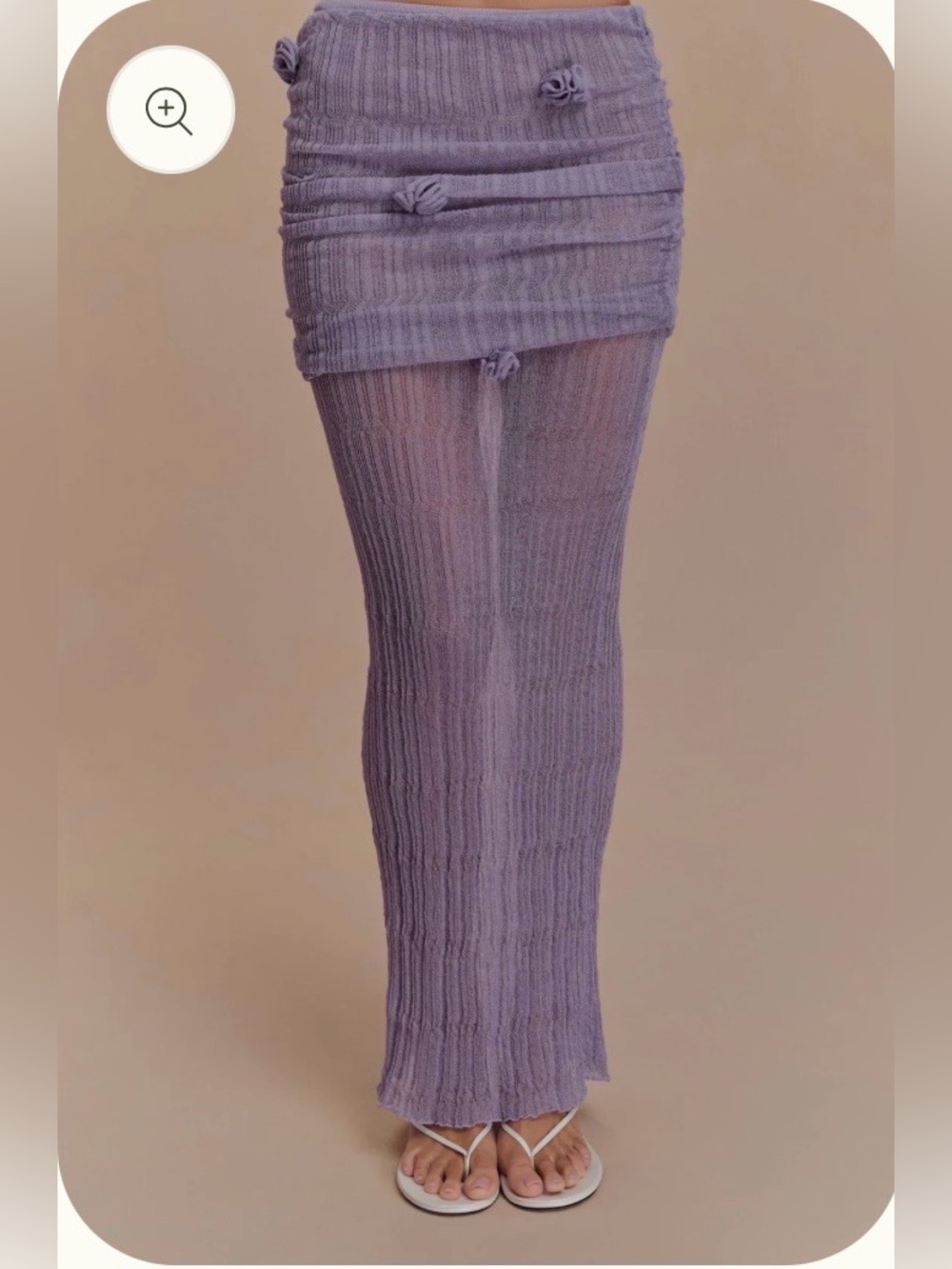 Meshki Lilac Sheer Knit Maxi Skirt